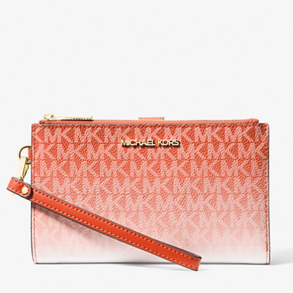 Michael Kors Jet Set Lg Ombré Signature Logo Wristlet Phone Holder Wallet
Red Cl